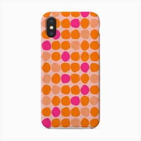 Vibrant Orange And Pink Polka Dot Pattern Phone Case