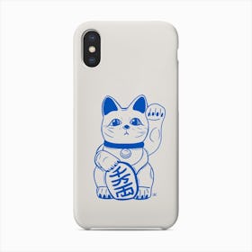 Blue Lucky Cat Phone Case