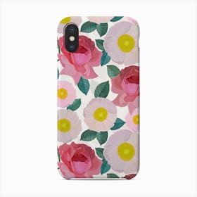 Pink Roses And Poppy Flower Artistic Pattern Phone Case