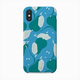 Pattern With Green Pears On Blue Phone Case