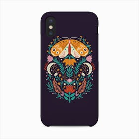 Colorful Moth With Florals On Deep Purple Phone Case