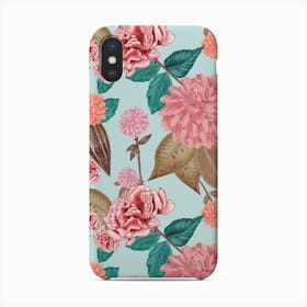Hand Drawn Carnation And Dahlia Spring Time Cheerful Pattern Phone Case