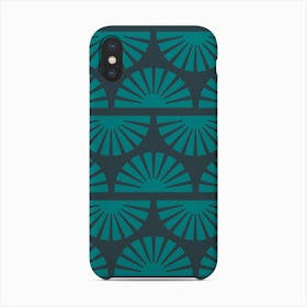 Geometric Pattern With Green Sunrise On Dark Blue Phone Case