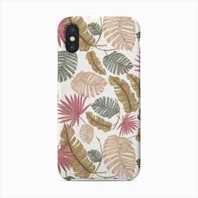 Nature Color Hand Drawn Tropical Leaves Pattern Phone Case