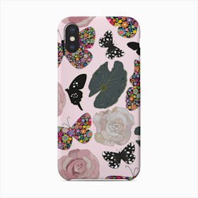 Colorful Made Of Flowers Butterfly, Peony And Leaves Pattern Phone Case