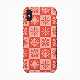 Traditional Portuguese Tiles In Bright Pink With Floral Motifs Phone Case