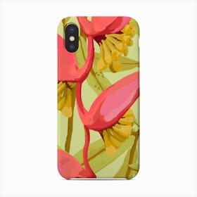 Heliconia On Pale Green Phone Case