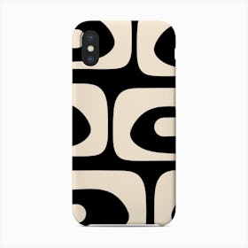 Mid Century Modern Piquet Minimalist Pattern In Black And Almond Cream Phone Case