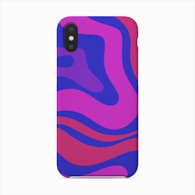Modern Retro Liquid Swirl Abstract Pattern Neon Blue Magenta Pink Phone Case