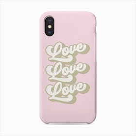 Love Love Love Retro Pastel Pink Phone Case