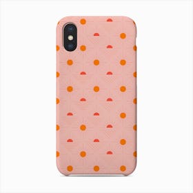 Geometric Pattern With Bright Orange Sunshine On Light Pink Phone Case