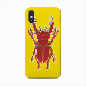 Stag Beetle Tricolore Lino Cut Red In Yellow Phone Case