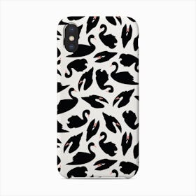 Black Swan Pattern On White Phone Case