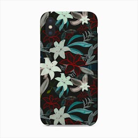 Jungle Warrior Exotic Lily Hand Painted Artistic Pattern Black Phone Case