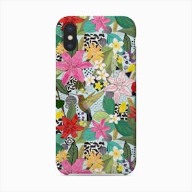 Tropical Pattern With Humming Bird, Strawberry And Colorful Lily Floral Pattern Phone Case