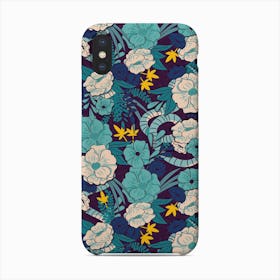 Flower And Floral Pattern On Purple With Blue And Yellow Decoration Phone Case