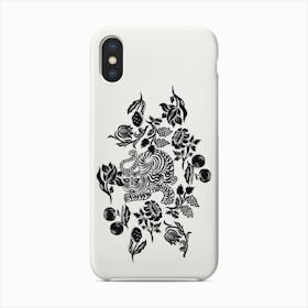 Tiger Flower Black And White Phone Case