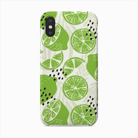 Lime Pattern On White With Floral Decoration Phone Case