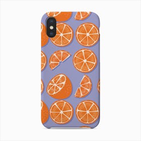 Orange And Orange Slices Pattern On Pastel Purple Phone Case