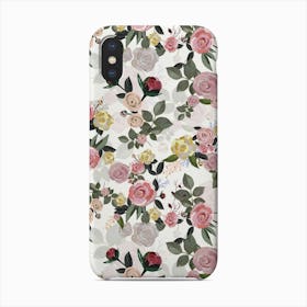 Hand Drawn Peony And Roses White Background Phone Case