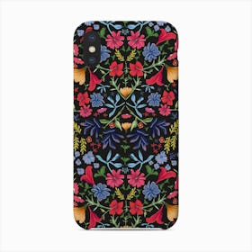Colorful Ditsy Floral Cheerful Black Pattern Phone Case