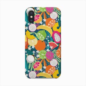 Tropical Fruits Pattern On Deep Green Phone Case