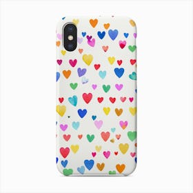 Multicolored Hearts Striped Phone Case