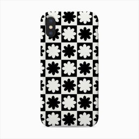 Check Flowers Black And White Phone Case