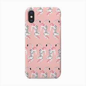 Prancing White Tiger Pattern On Pink Phone Case