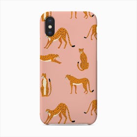 Tropical Cheetah Pattern On Pink Phone Case