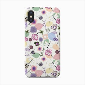 Abstract Flowers And Dragonfly Pastel Colored Floral Spring Pattern Phone Case