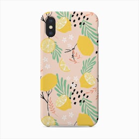 Lemon Pattern On Pink With Flowers And Florals Phone Case