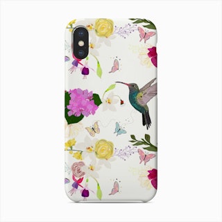 Hummingbird And Flowers Phone Case