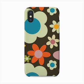 Bold 70s  Retro Floral Brown Phone Case