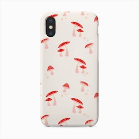 Mushrooms Red And Pink On White Phone Case