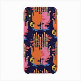Mystic Traveller Hands Jeweled Rings Palm Trees And Stars Phone Case