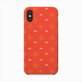 Geometric Pattern With Light Pink And Orange Sunshine On Vibrant Red Phone Case