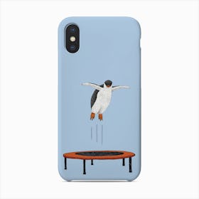 Penguin On A Trampoline Phone Case
