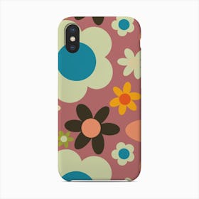 Bold 70s  Retro Floral Pink Phone Case