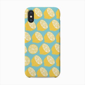 Lemon Pattern On Pastel Blue Phone Case