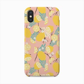 Lemon Pattern On Pink With Colorful Florals Phone Case