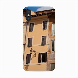 Beautiful Street Scene Of The Old Orange Houses In Rome Italy Phone Case