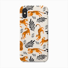 Tiger Pattern With Decoration On White Phone Case