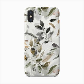 Watercolour Leaves Neutral Gray Phone Case