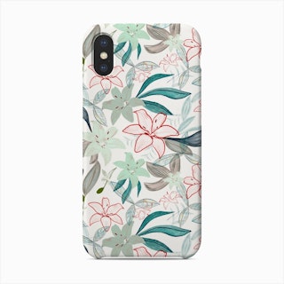 Jungle Warrior Exotic Lily Hand Painted Artistic Pattern White Background Phone Case