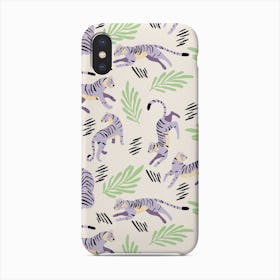Pastel Purple Tiger Pattern On White Phone Case