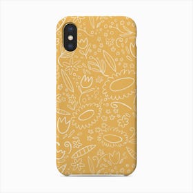 Fun Floral Line In Yellow Phone Case