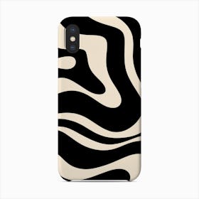 Modern Retro Liquid Swirl In Black And Cream Phone Case