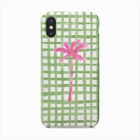 Green Gingham Palm Tree Phone Case