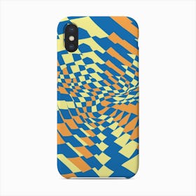 Checker In Blue Orange And Yellow Phone Case